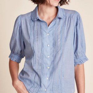 Trovata Birds of Paradise Gemma Blouse | Blue Houndstooth | Small